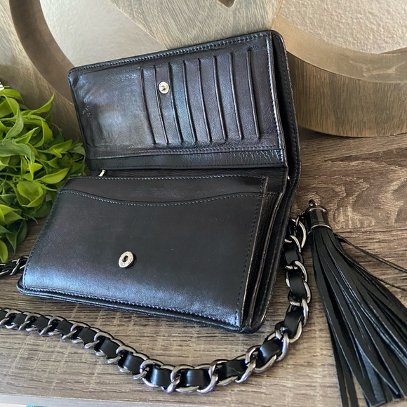 🖤⛓ Chanel Quilted Wallet on a Chain WOC Revamp GUNMETAL Crossbody Rhodium - Picture 3 of 12